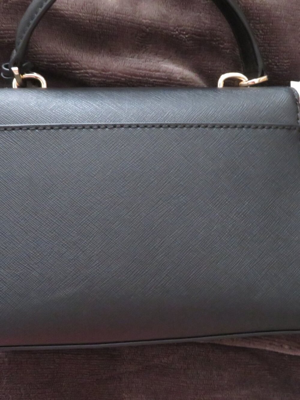 NWT Michael Kors Ava Mini Saffiano Leather Crossbody Bag Black Silver Authentic - Picture 5 of 10